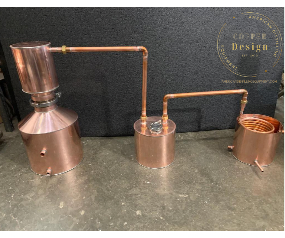 10 gallon copper distilling system w/ clamps & unions - American Distilling Equipment 